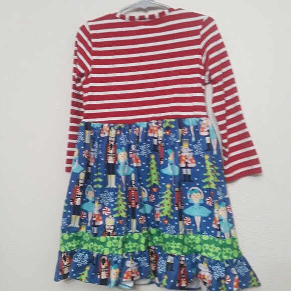 Striped Red and Blue Nutcracker Kids Casual Dress - Picture 3 of 3